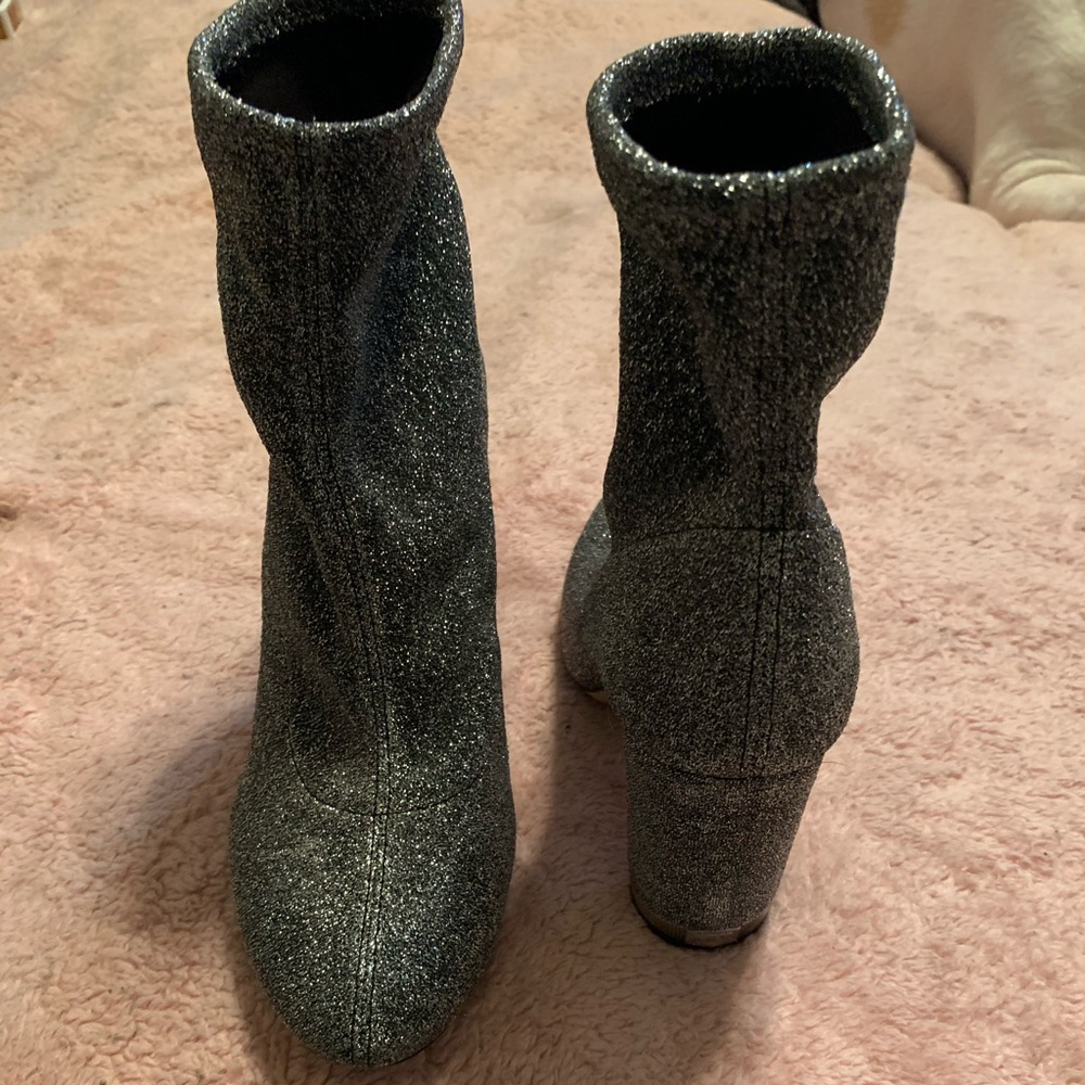 Michael Kors silver threaded ankle booties